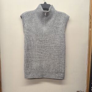 Nine West Womans Zip Up Gray Sweater Vest